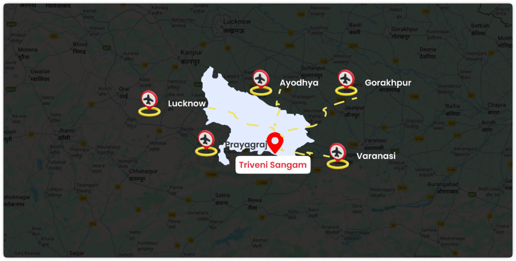 how to reach maha kumbh mela prayagraj by flights