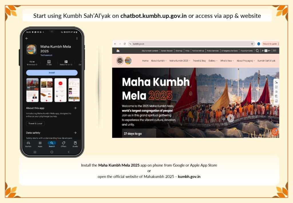 Kumbh SahAIyak Web App (Mobile/Website) Interaction